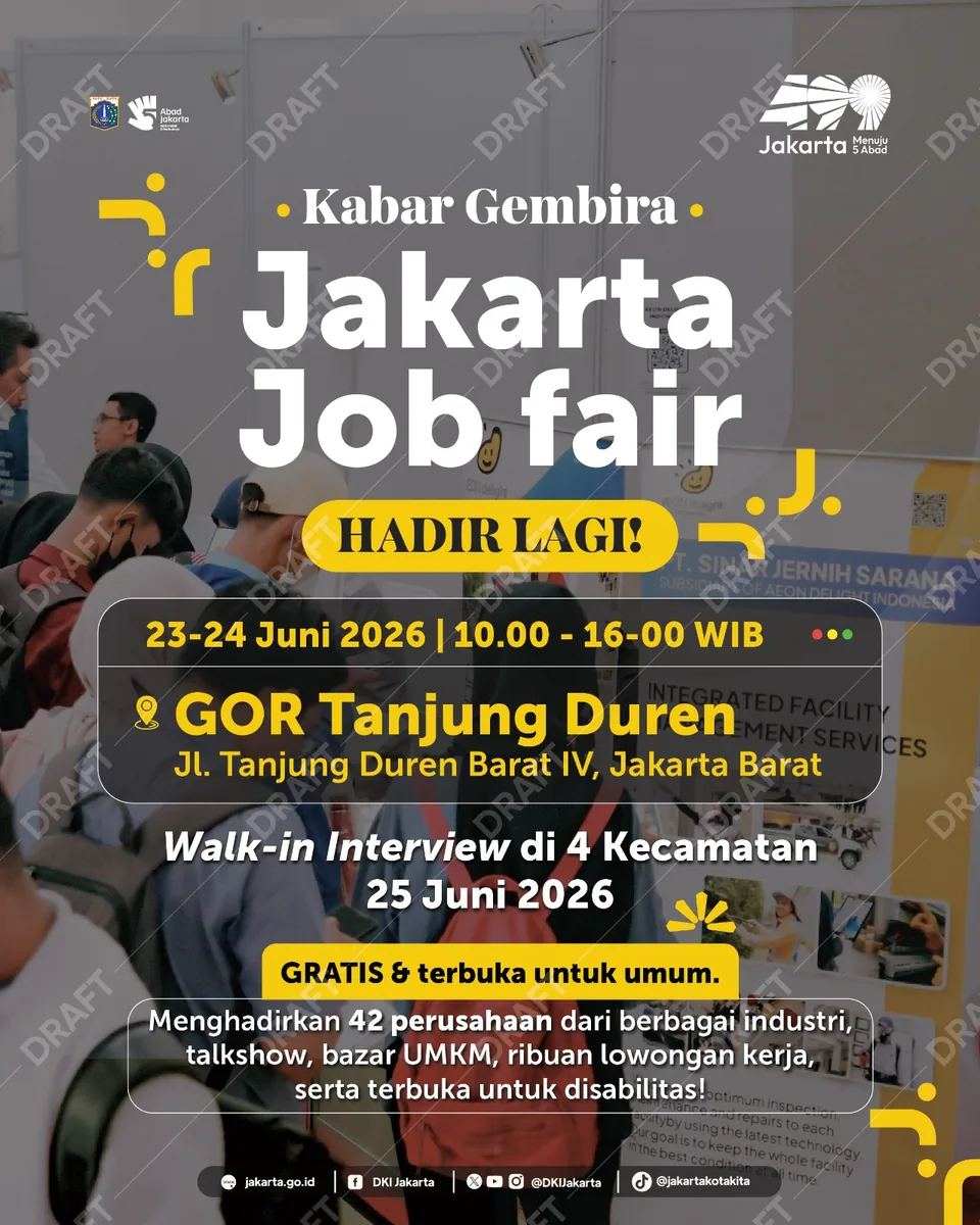 Job Fair Kabupaten Batang 2026 (Suku Dinas TKTE Wilayah Kabupaten Batang Barat) : 23-24 Juni 2026